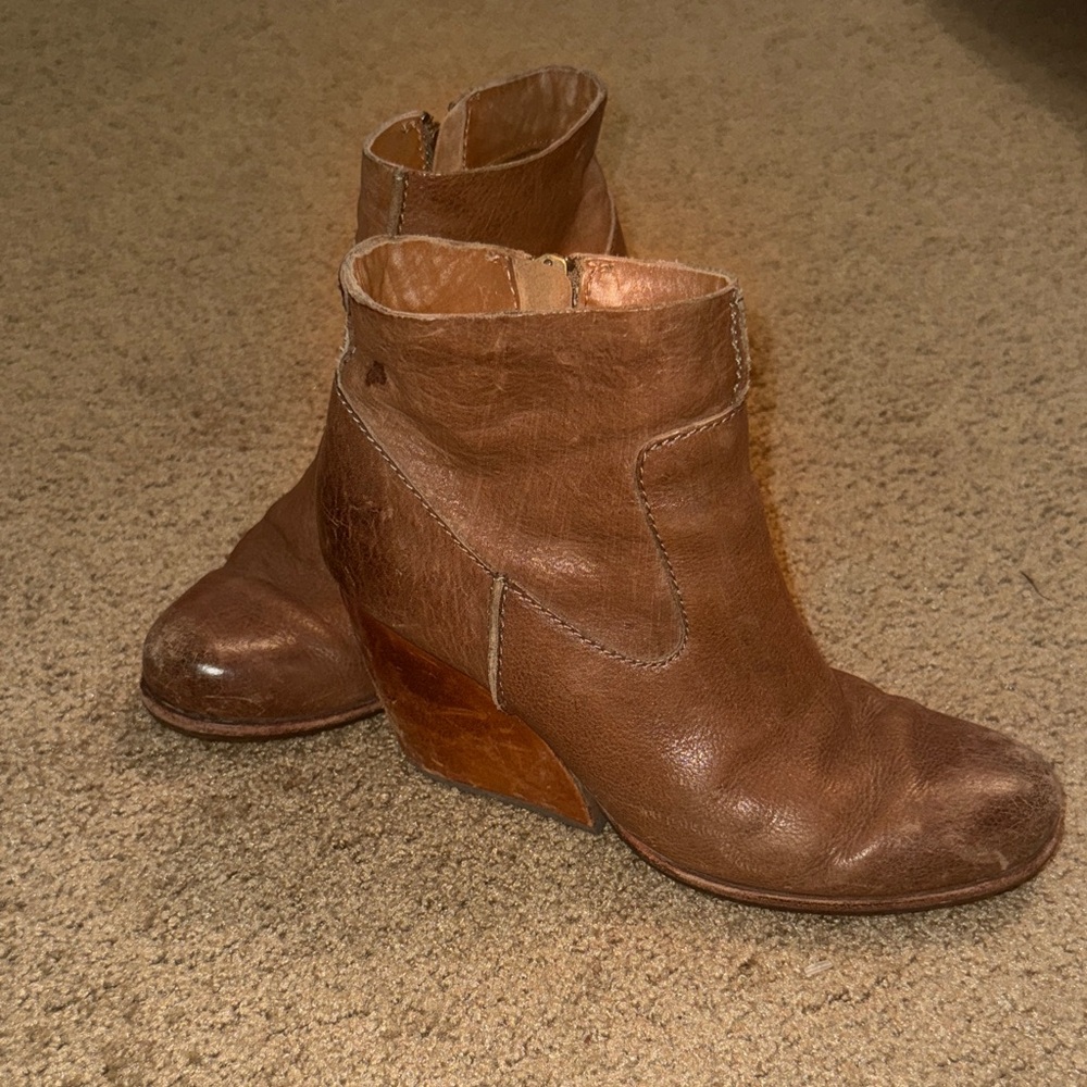 Kork-Ease Brown Leather Ankle Boots